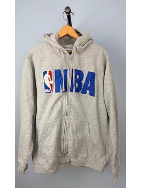 NBA Elevation Zip-Up Hoodie Size XL Gray Cotton Blend With Embroidered Logo